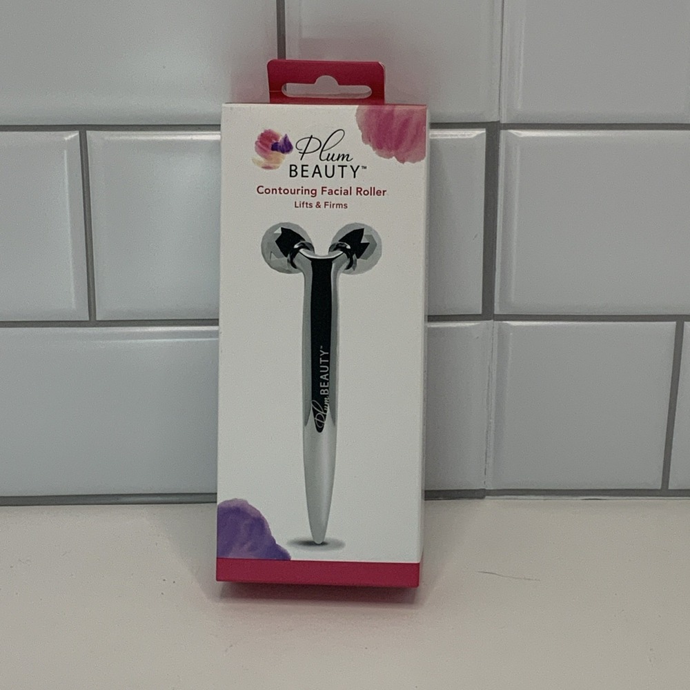 Plum Beauty Contouring Facial Roller‎ Lifts & Firms Model 8805t Silver Tone New